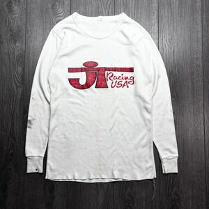 Vintage JT Racing USA Long Sleeve Jersey White Motocross Distressed 80s